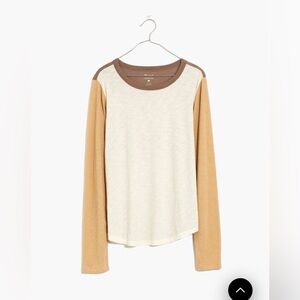 Madewell Whisper Cotton Rib-Crewneck Long-Sleeve Tee in Colorblock